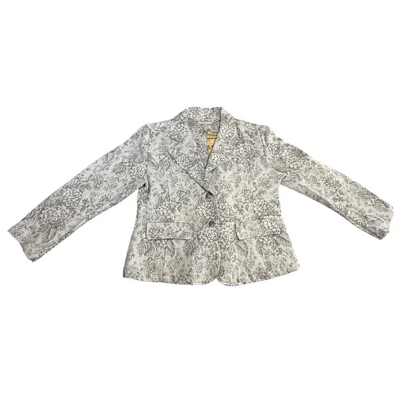 Women's Silvery Floral Brocade Blazer Jacket Size XL Elegant Holiday Corporate - Picture 11 of 12